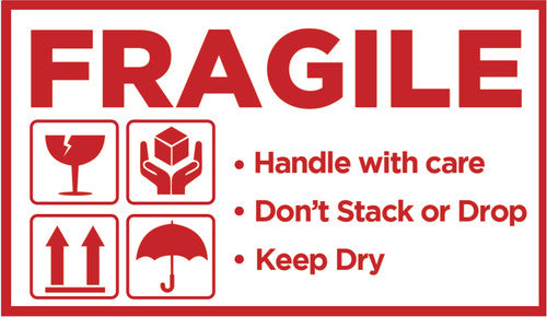 Warehouse and Shipping Labels Fragile 90 x 52mm Roll of 1000