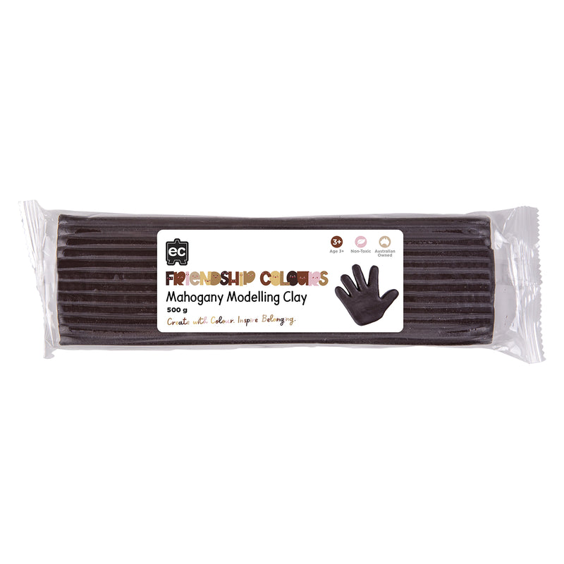 Packaged Educational Colours Friendship Colours Mahogany Modelling Clay 500g shown on a clean white background. The image clearly displays the product colour, branding, non toxic formulation and suitability for educational modelling and sculpting activities.