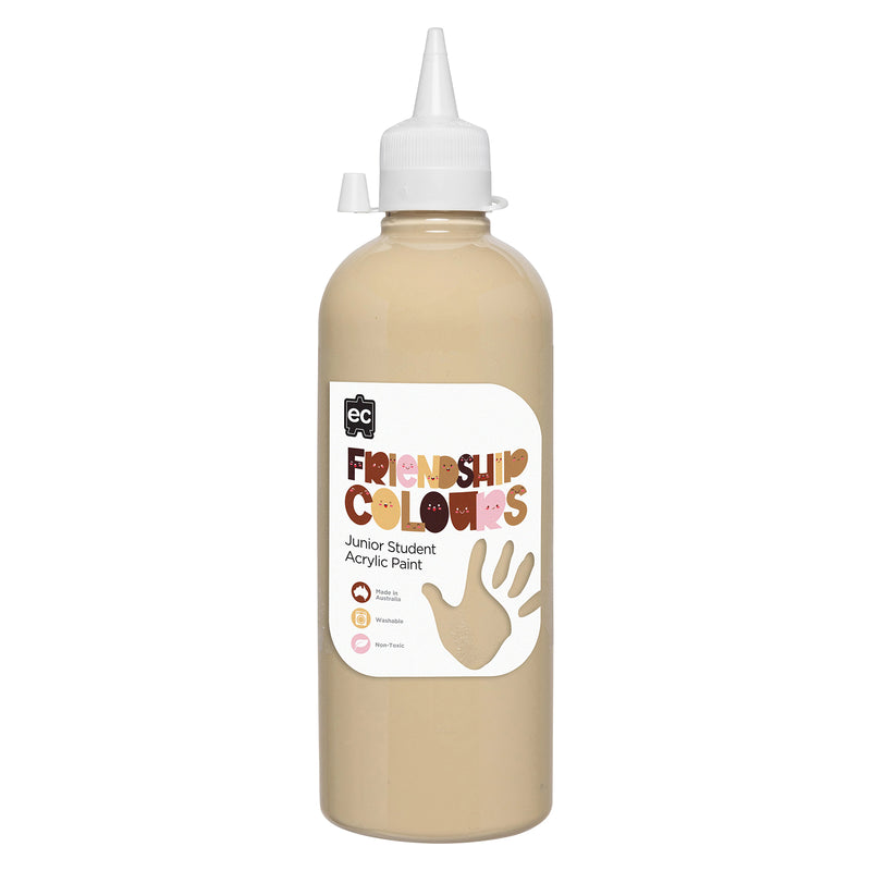 Product only image of Educational Colours Friendship Colours Olive Acrylic Paint 500ml with secure dispensing nozzle. The clear product presentation highlights the bottle design, colour identification and practical format suitable for schools, childcare centres and home art environments.