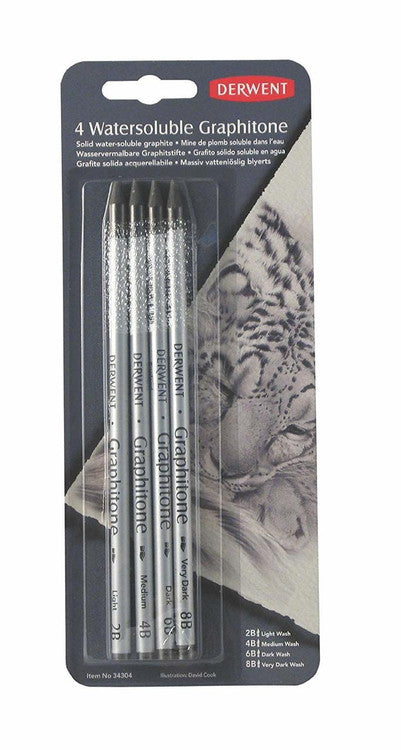 Derwent Watersoluble Graphitone Pencil Assorted Pack of 4 Box of 6