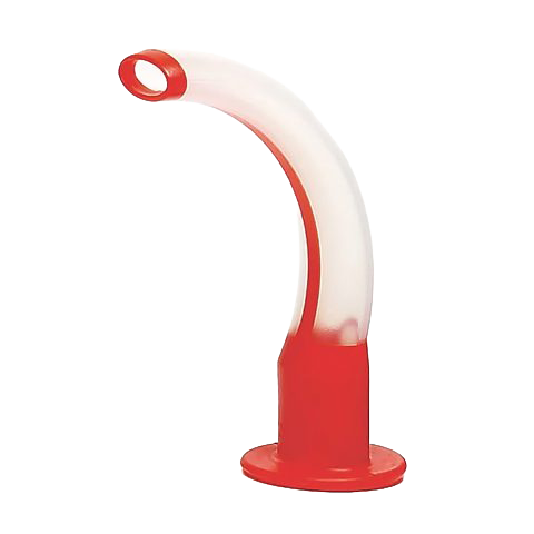 Guedel Airway Red Adult Size 4 ISO 10.0 showing sterile single-use red oropharyngeal airway for adult airway management