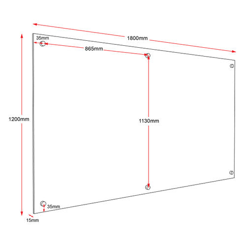 Rapidline Glass Writing Board with Chrome Fittings 1800 x 15 x 1200mm