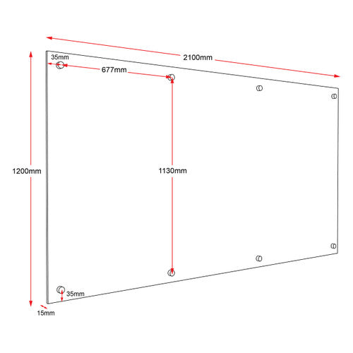 Rapidline Glass Writing Board with Chrome Fittings 2100 x 15 x 1200mm