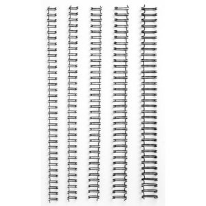 Five black GBC 34 loop binding wires in graded sizes standing upright on a light background, a range photograph rather than the 6mm wire alone