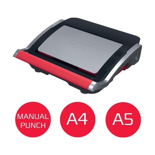 GBC CombBind CB25 closed with round red badges below reading Manual Punch, A4 and A5