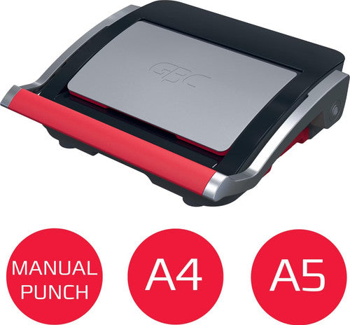 GBC CombBind CB25 closed with round red badges below reading Manual Punch, A4 and A5