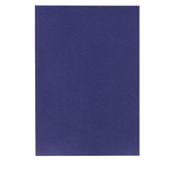 Single navy GBC A4 binding cover laid flat, showing the embossed leathergrain surface