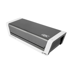 GBC iLam 1000 Touch A3 laminator with a grey lid and white end caps, GBC logo on the lid and iLam logo on the end