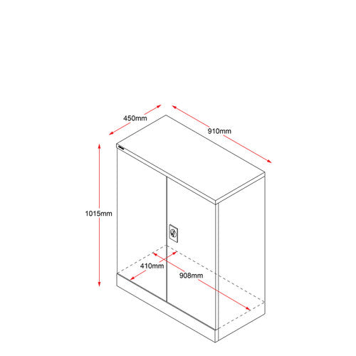 Rapidline Go Swing Door Steel Cupboard 910 x 450 x 1015mm Silver Grey
