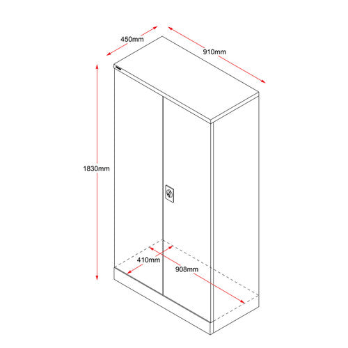 Rapidline Go Swing Door Steel Cupboard 910 x 450 x 1830mm Graphite Ripple