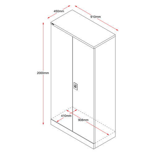 Rapidline Go Swing Door Steel Cupboard 910 x 450 x 2000mm Silver Grey