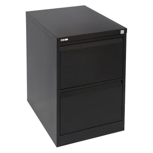 Rapidline Go 2 drawer vertical filing cabinet in Black Ripple shown at a front angle with all drawers closed.