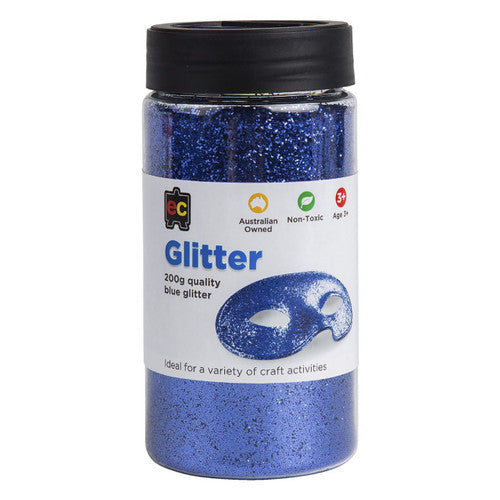 Educational Colours Glitter 200g Jar Blue