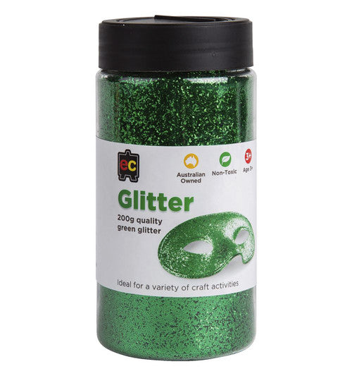 Educational Colours Glitter 200g Jar Green
