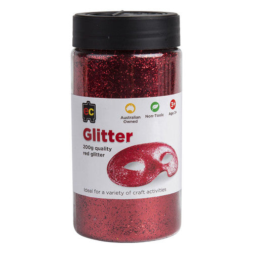 Educational Colours Glitter 200g Jar Red