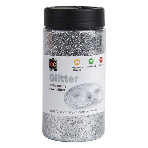 Educational Colours Glitter 200g Jar Silver