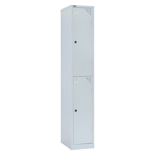 Rapidline Go 2 Door Steel Locker 305 x 455 x 1830mm Silver Grey