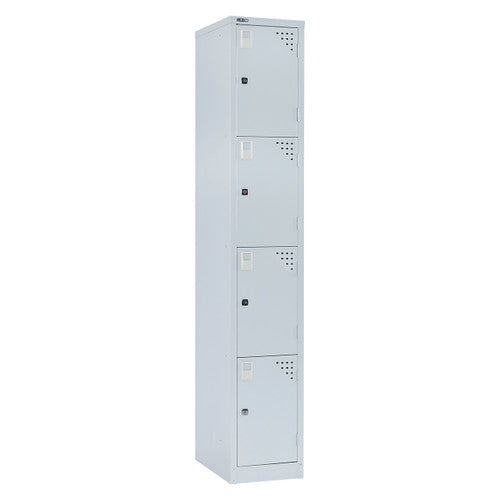 Rapidline Go 4 Door Steel Locker 305 x 455 x 1830mm Silver Grey
