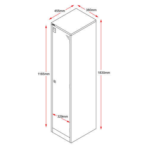 Rapidline Go 2 Door Steel Locker 380 x 455 x 1830mm Silver Grey