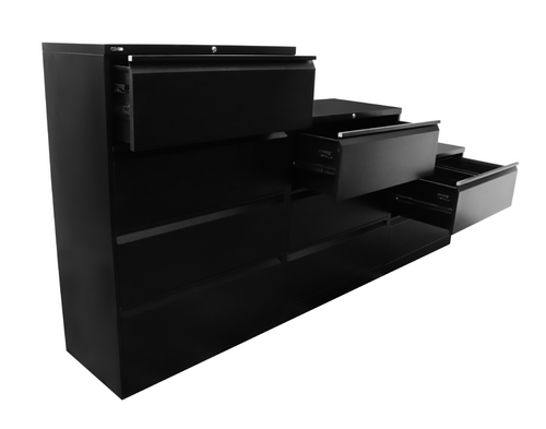 Rapidline Go Heavy Duty Lateral Filing Cabinet Four Drawer Black Satin
