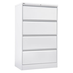 Rapidline Go Heavy Duty Lateral Filing Cabinet Four Drawer White Satin