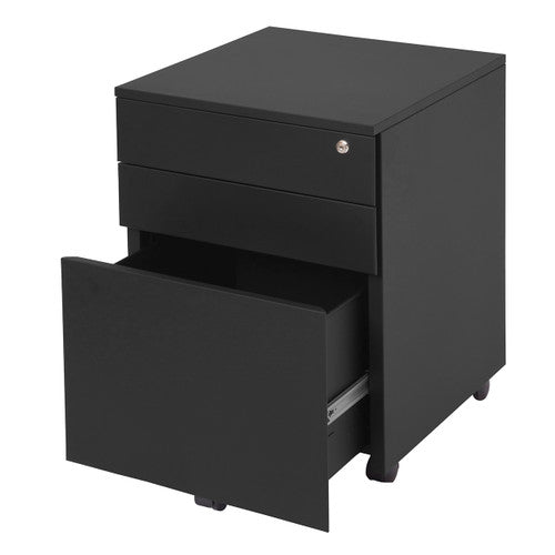 Rapidline Go Steel Mobile Pedestal 3 Drawer Black
