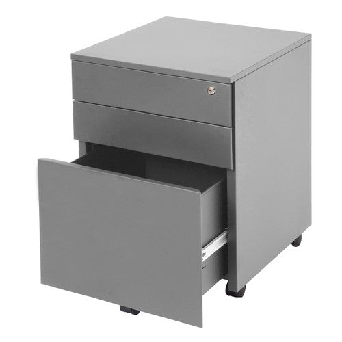 Rapidline Go Steel Mobile Pedestal 3 Drawer Precious Silver