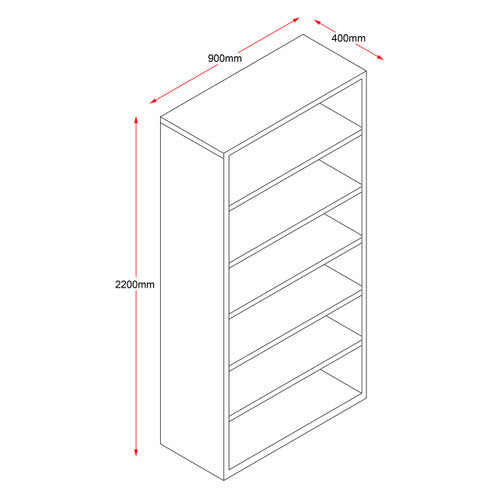 Rapidline Open Bay Steel Shelving Unit 5 Shelves 900 x 400 x 2200mm Silver Grey