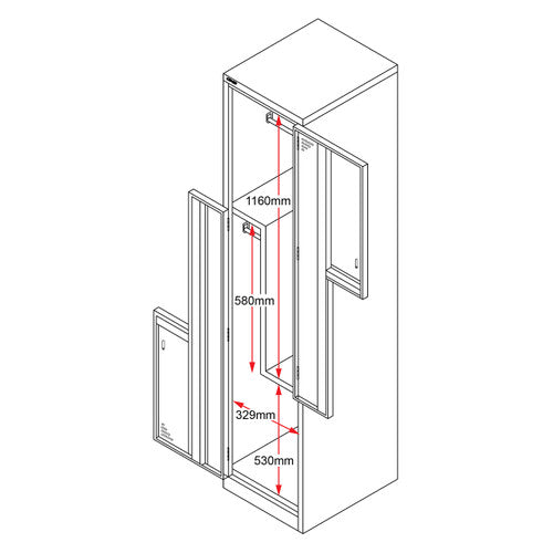 Rapidline Go Step Door Steel Locker 380 x 455 x 1830mm Silver Grey