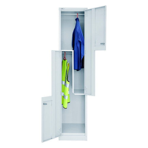 Rapidline Go Step Door Steel Locker 380 x 455 x 1830mm Silver Grey