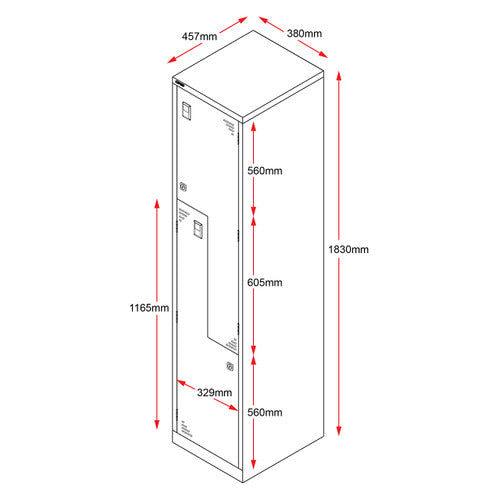 Rapidline Go Step Door Steel Locker 380 x 455 x 1830mm Silver Grey