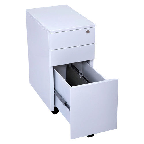 Rapidline Go Slimline Steel Mobile Pedestal 3 Drawer White China