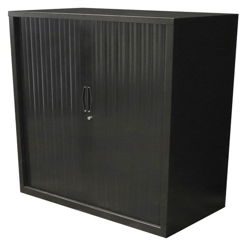 Rapidline Go Tambour Door Cupboard with 2 Shelves 1200 x 1016 x 473mm Black