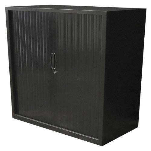 Rapidline Go Tambour Door Cupboard with 2 Shelves 900 x 1016 x 473mm Black