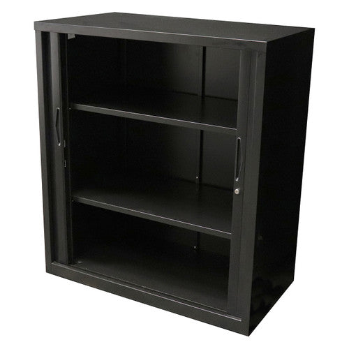 Rapidline Go Tambour Door Cupboard with 2 Shelves 1200 x 1200 x 473mm Black
