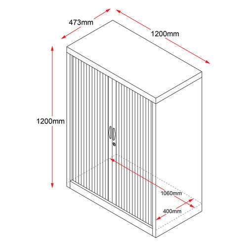 Rapidline Go Tambour Door Cupboard with 2 Shelves 1200 x 1200 x 473mm Black