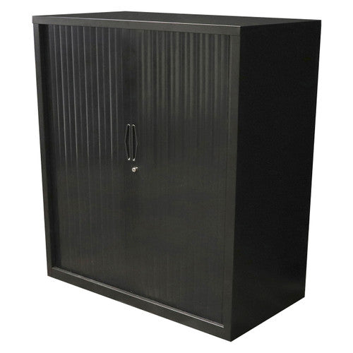 Rapidline Go Tambour Door Cupboard with 2 Shelves 900 x 1200 x 473mm Black