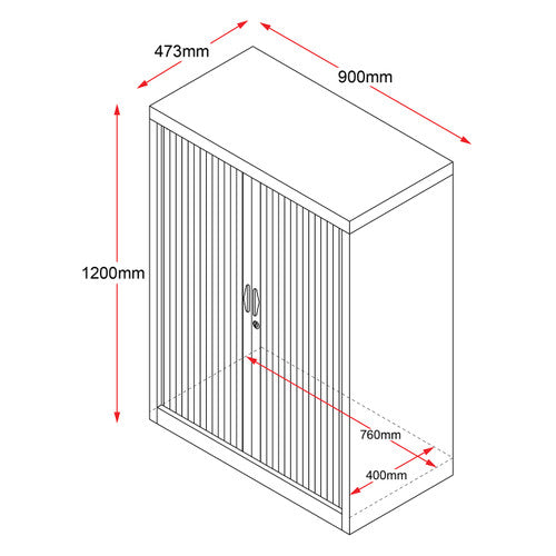Rapidline Go Tambour Door Cupboard 900 x 1200 x 473mm Black
