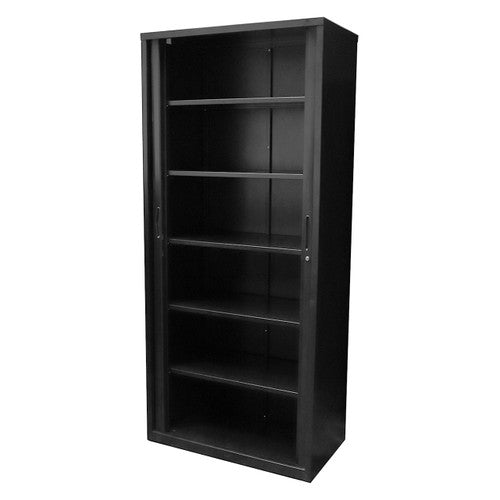 Rapidline Go Tambour Door Cupboard with 5 Shelves 1200 x 1981 x 473mm Black