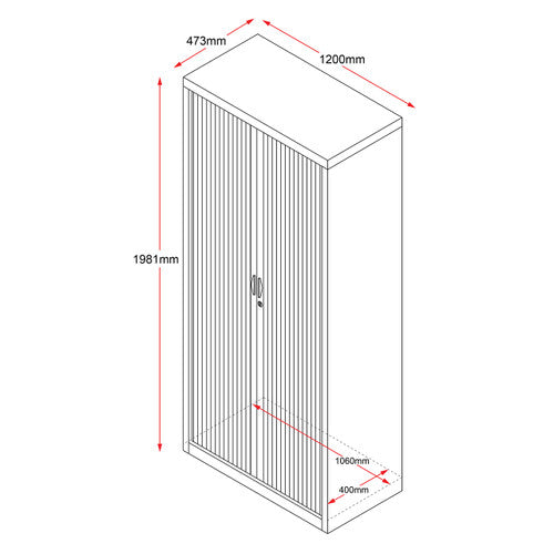 Rapidline Go Tambour Door Cupboard 1200 x 1981 x 473mm White