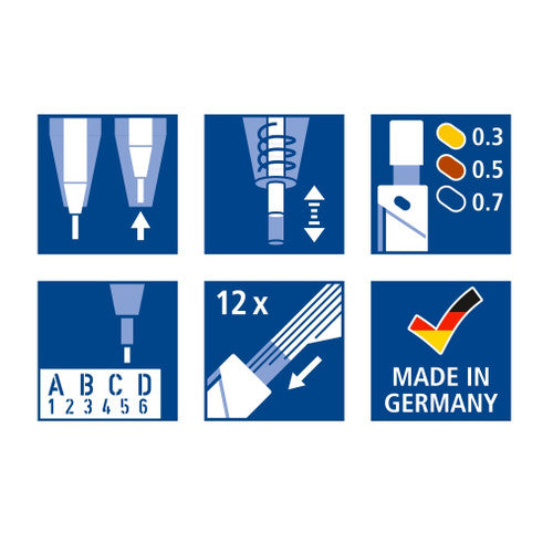 Staedtler Mars Micro Mechanical Pencil Wallet of 3 Assorted Colours and Line Widths 775 SC WP3