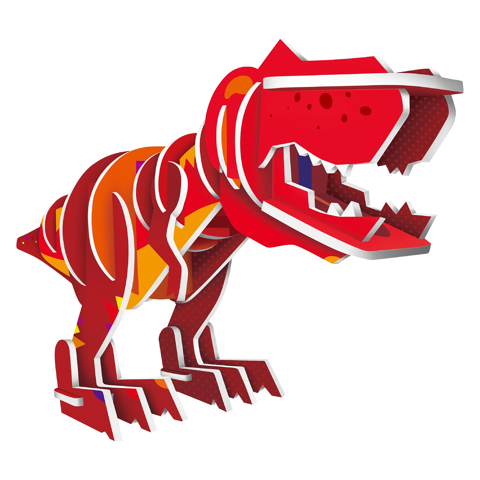 Clean product image of the Terrific T. Rex puzzle on a plain background, highlighting the three dimensional design, vibrant colours and freestanding construction.