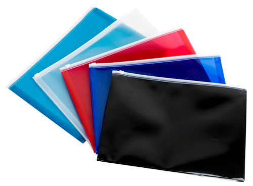 Harlequin H-143A Zippered Pouch Translucent Polypropylene A4 250mm x 330mm x 30mm Gusset Black