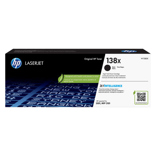 HP 138X High Yield Black LaserJet Toner Cartridge rated for up to 4000 pages