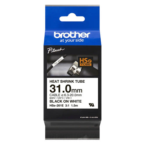 Brother HSE261E Heat Shrink Label Cassette 310mm x 15m Black on White