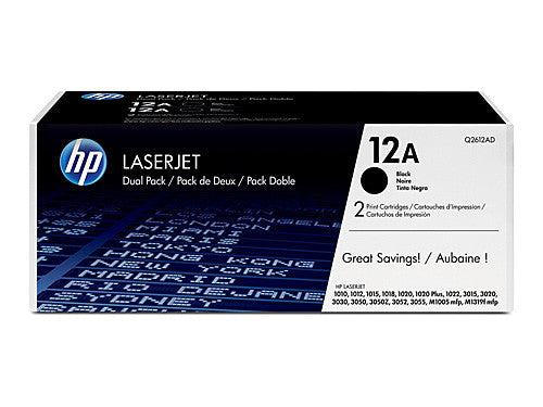 HP 12A Original LaserJet Toner Cartridge Black 2x2000 Pages Pack of 2