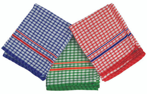 Italplast Cotton Tea Towels 400mm x 600mmm Assorted Colours Pack of 3