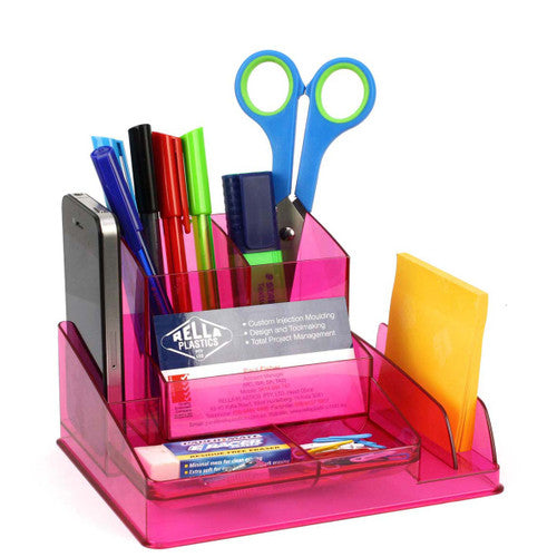 Italplast Desk Organiser Tinted Pink
