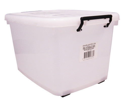 Italplast Storage Box with Rollers 55 Litre Clear