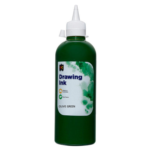 Educational Colours Drawing Ink 500ml Olive Green